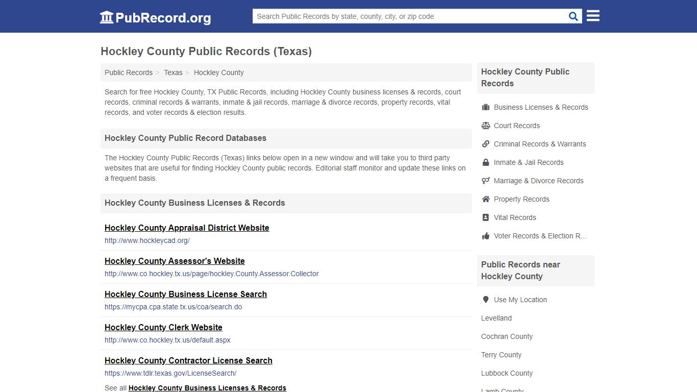 Free Hockley County Public Records (Texas Public Records)